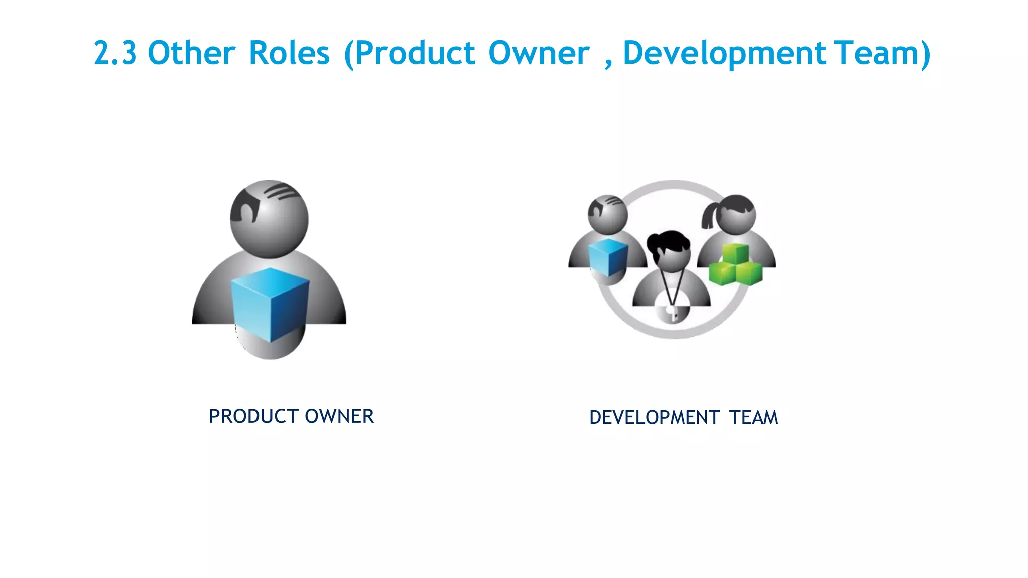 2.3 Other Roles (Product Owner , Development Team)
PRODUCT OWNER DEVELOPMENT TEAM
 