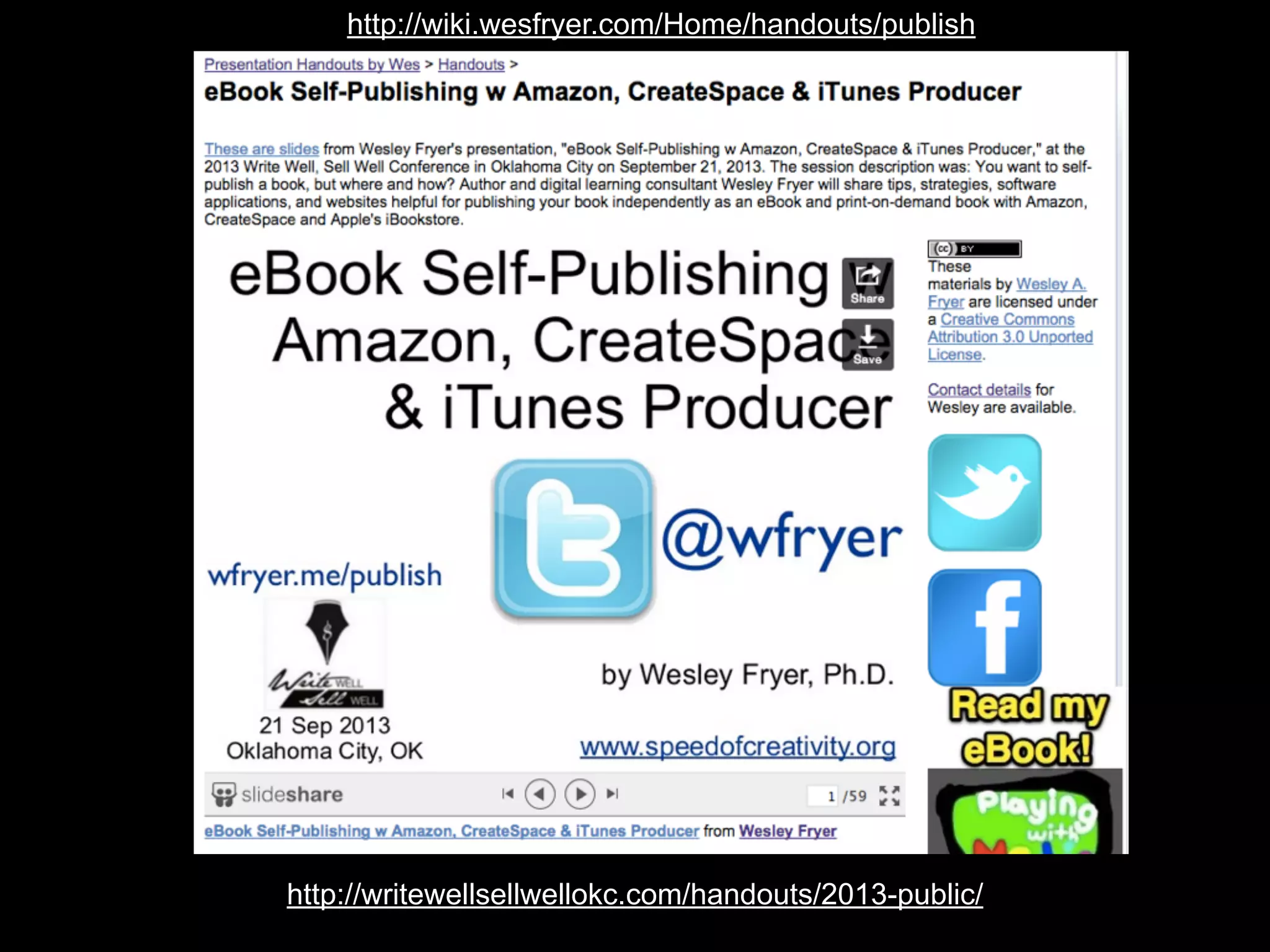 http://wiki.wesfryer.com/Home/handouts/publish 
http://writewellsellwellokc.com/handouts/2013-public/ 
 