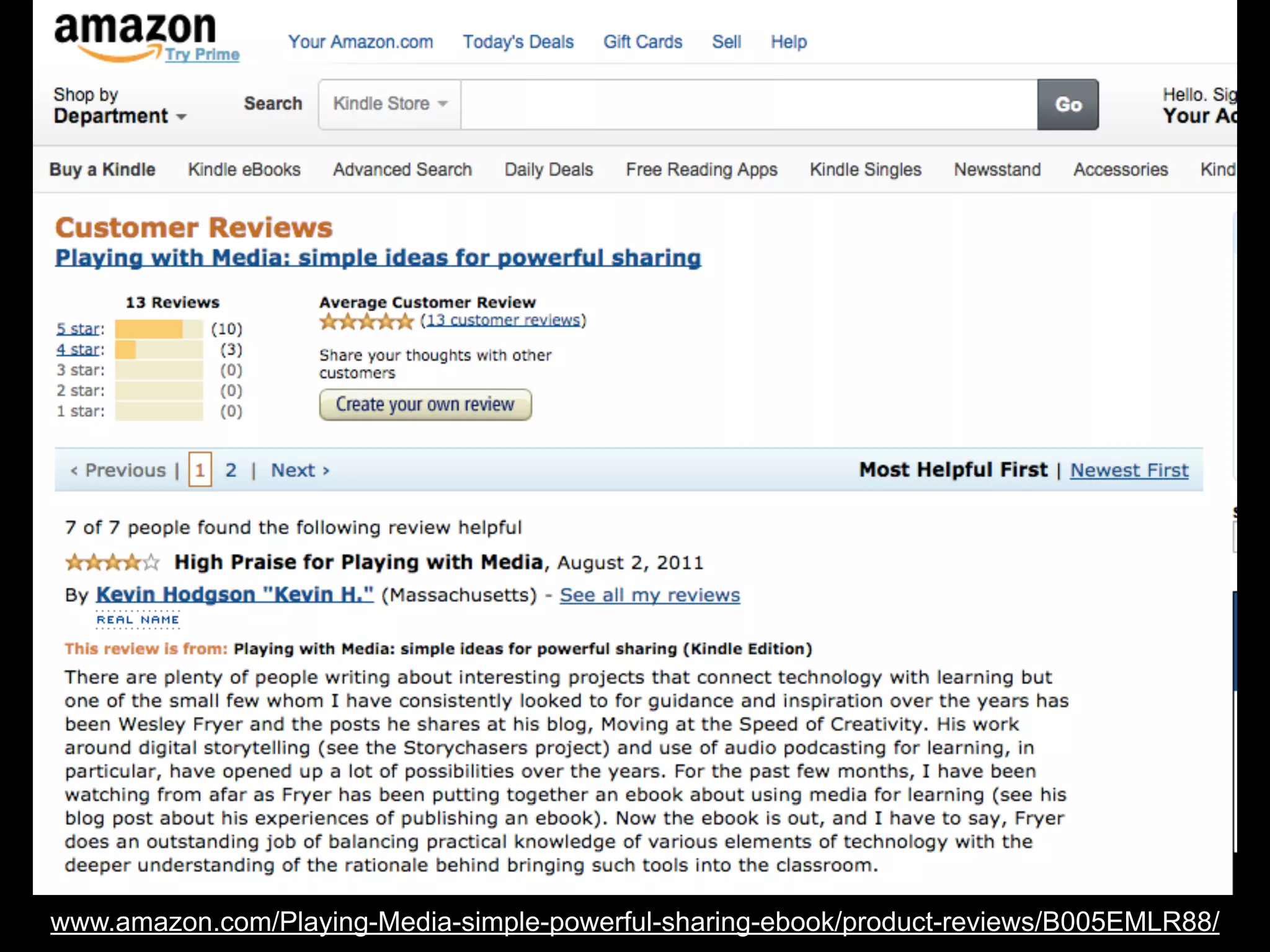 www.amazon.com/Playing-Media-simple-powerful-sharing-ebook/product-reviews/B005EMLR88/ 
 