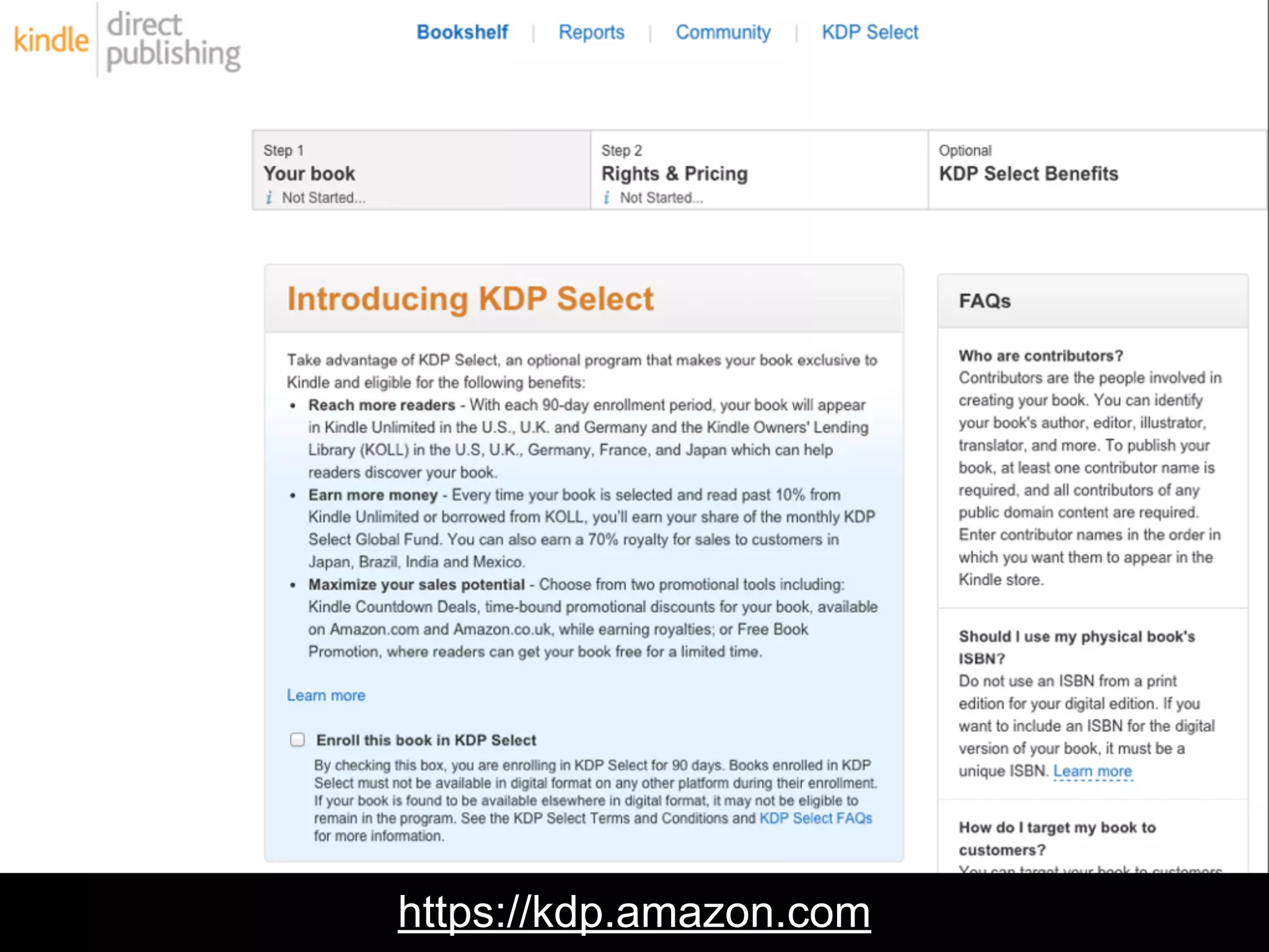 https://kdp.amazon.com 
 