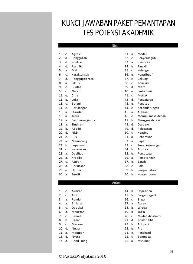 49+ Soal Tes Potensi Akademik Dan Kunci Jawaban 2019 Background