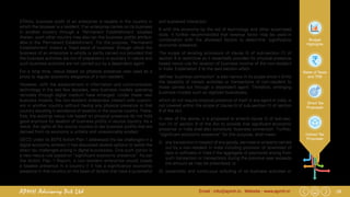 29Email : info@apmh.in. Website : www.apmh.inAPMH Advisory Pvt Ltd
Budget
Highlights
Rates of Taxes
and TDS
Direct Tax
Proposals
Indirect Tax
Proposals
DTAAs, business profit of an enterprise is taxable in the country in
which the taxpayer is a resident. If an enterprise carries on its business
in another country through a 'Permanent Establishment' situated
therein, such other country may also tax the business profits attribut-
able to the 'Permanent Establishment'. For this purpose, ‘Permanent
Establishment’ means a ‘fixed place of business’ through which the
business of an enterprise is wholly or partly carried out provided that
the business activities are not of preparatory or auxiliary in nature and
such business activities are not carried out by a dependent agent.
For a long time, nexus based on physical presence was used as a
proxy to regular economic allegiance of a non-resident.
However, with the advancement in information and communication
technology in the last few decades, new business models operating
remotely through digital medium have emerged. Under these new
business models, the non-resident enterprises interact with custom-
ers in another country without having any physical presence in that
country resulting in avoidance of taxation in the source country. There-
fore, the existing nexus rule based on physical presence do not hold
good anymore for taxation of business profits in source country. As a
result, the rights of the source country to tax business profits that are
derived from its economy is unfairly and unreasonably eroded.
OECD under its BEPS Action Plan 1 addressed the tax challenges in a
digital economy wherein it has discussed several options to tackle the
direct tax challenges arising in digital businesses. One such option is
a new nexus rule based on “significant economic presence”. As per
the Action Plan 1 Report, a non-resident enterprise would create
a taxable presence in a country if it has a significance economic
presence in that country on the basis of factors that have a purposeful
and sustained interaction
9 with the economy by the aid of technology and other automated
tools. It further recommended that revenue factor may be used in
combination with the aforesaid factors to determine 'significance
economic presence'.
The scope of existing provisions of clause (i) of sub-section (1) of
section 9 is restrictive as it essentially provides for physical presence
based nexus rule for taxation of business income of the non-resident
in India. Explanation 2 to the said section which
defines ‘business connection’ is also narrow in its scope since it limits
the taxability of certain activities or transactions of non-resident to
those carried out through a dependent agent. Therefore, emerging
business models such as digitized businesses,
which do not require physical presence of itself or any agent in India, is
not covered within the scope of clause (i) of sub-section (1) of section
9 of the Act.
In view of the above, it is proposed to amend clause (i) of sub-sec-
tion (1) of section 9 of the Act to provide that significant economic
presence' in India shall also constitute 'business connection'. Further,
“significant economic presence” for this purpose, shall mean-
(i) 	 any transaction in respect of any goods, services or property carried
out by a non-resident in India including provision of download of
data or software in India if the aggregate of payments arising from
such transaction or transactions during the previous year exceeds
the amount as may be prescribed; or
(ii)	systematic and continuous soliciting of its business activities or
 
