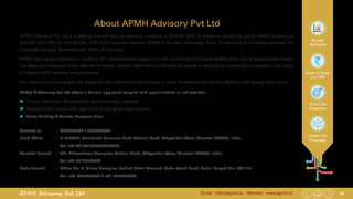49Email : info@apmh.in. Website : www.apmh.inAPMH Advisory Pvt Ltd
Budget
Highlights
Rates of Taxes
and TDS
Direct Tax
Proposals
Indirect Tax
Proposals
APMH Advisory Pvt Ltd is a leading financial and tax advisory company in Mumbai with its presence across the globe mainly focusing on
IND-AS, GST, VAT for UAE & KSA, IFRS and Corporate Taxation. APMH is an ideal Consulting, Audit, Outsourcing & Company Secretary for
Corporate Houses, Multinationals, SMEs & Startups.
APMH also has an expertise in handling VAT implementation projects in UAE and Kingdom of Saudi Arabia (KSA) and its experienced Indirect
Tax team with exposure to tax regimes in Riyadh, Jeddah, Dammam and Khobar is capable of advising and assisting businesses in the region
to improve their systems and processes.
Our objective is to synergize the expertise with information technology, in order to enhance the service delivery with strong client focus.
APMH & Advisory Pvt Ltd offers a holistic approach coupled with specialization in Indirect Tax:
„„ Clearer Expertise, Specialization and knowledge oriented
„„ Deeper Client Focus, new age Outlook and great value delivery
„„ Better Visibility & Quicker Response Time
Contact us 	 :	 9833777556 / 9930294287
Head Office	 :	 D-613/614, Neelkanth Business Park, Station Road, Vidyavihar West, Mumbai-400086, India.
		 Tel: +91-22-25146854/55/56/57
Mumbai Branch	 :	 201, Bhaveshwar Complex, Station Road, Vidyavihar West, Mumbai-400086, India.
		 Tel: +91-22-25146858
Roha Branch	 :	 Office No. 3, Nirlon Complex, Behind Hotel Trimurti, Roha-Kolad Road, Roha- Raigad Pin. 402 116.
		 Tel.: +91 9867508556 / +91 7506642460
About APMH Advisory Pvt Ltd
 