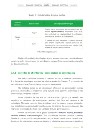 Metodologia do Trabalho Científico 27
CAPA
SUMÁRIO PRINCIPAL
VOLTAR AVANÇAR
SUMÁRIO CAPÍTULO
dedutivo, ao neopositivismo; ...