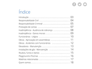 | 2
voltar para o índice
Índice
Introdução
Responsabilidade Civil
Responsabilidade Criminal
Prestação de contas
Inadimplên...