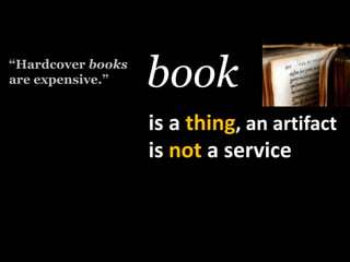 book“Hardcoverbooksareexpensive.”is a thing, anartifactis not a service