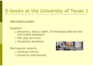 E books in university libraries | PDF