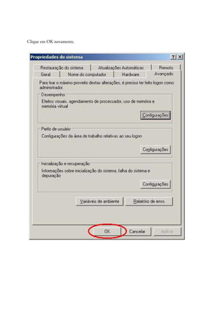Clique em OK novamente.
 