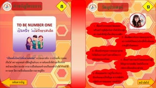 8คาขวัญโครงการ 9
กลับสารบัญ หน้าถัึϹป
“เป็ นหนึ่งโดยไม่พึ่งยาเสพติด” ความหมายคือ การเป็นหนึ่ ง ทุกคน
เป็นได้เพราะทุกคนต่างมีดีอยู่ในตัวเอง หากค้นพบสิ่งที่ตัวเองชื่นชอบ
สนใจและมีความถนัด สามารถฝึกฝนและทาจนเป็นผลสาเร็จได้ ทาแล้วมี
ความสุข มีความเชื่อมั่นและมีความภาคภูมิใจ
วัตถุประสงค์
1. เพื่อสร้างกระแสค่านิยมและ
เสริมสร้างภูมิคุ้มกันทางจิตใจในกลุ่ม
เยาวชนไม่ให้ยุ่งเกี่ยวกับยาเสพติด
2. เพื่อพัฒนาศักยภาพและคุณภาพ
เยาวชนให้เป็นคนรุ่นใหม่ที่เชื่อมั่นและ
ภาคภูมิใจในตนเอง
3. เพื่อสนับสนุนเยาวชนและชุมชน
ให้จัดกิจกรรมสร้างสรรค์โดยการ
สนับสนุนของสังคม 4. เพื่อสร้างความเข้าใจและยอมรับผู้
มีปัญหายาเสพติด โดยให้โอกาส
กลับมาเป็นคนดีของสังคม
5. เพื่อเผยแพร่ความรู้เกี่ยวกับการ
ป้องกันและแก้ไขปัญหายาเสพติดใน
กลุ่มประชาชนและเยาวชนทั่วไป
 