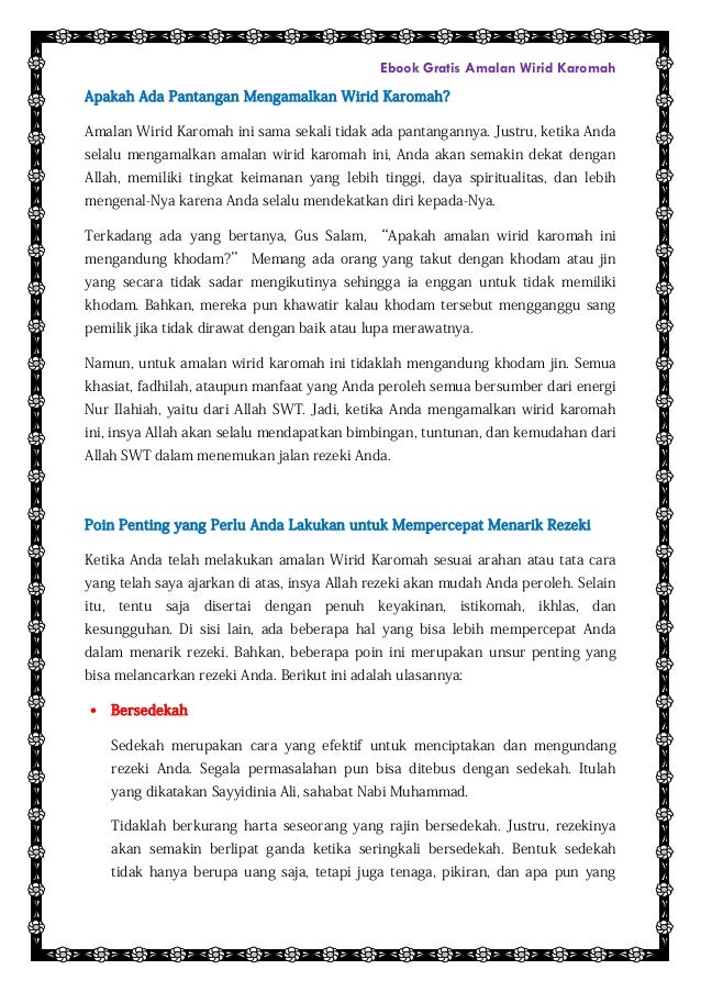 Wirid Karomah Memudahkan Menarik Rezeki