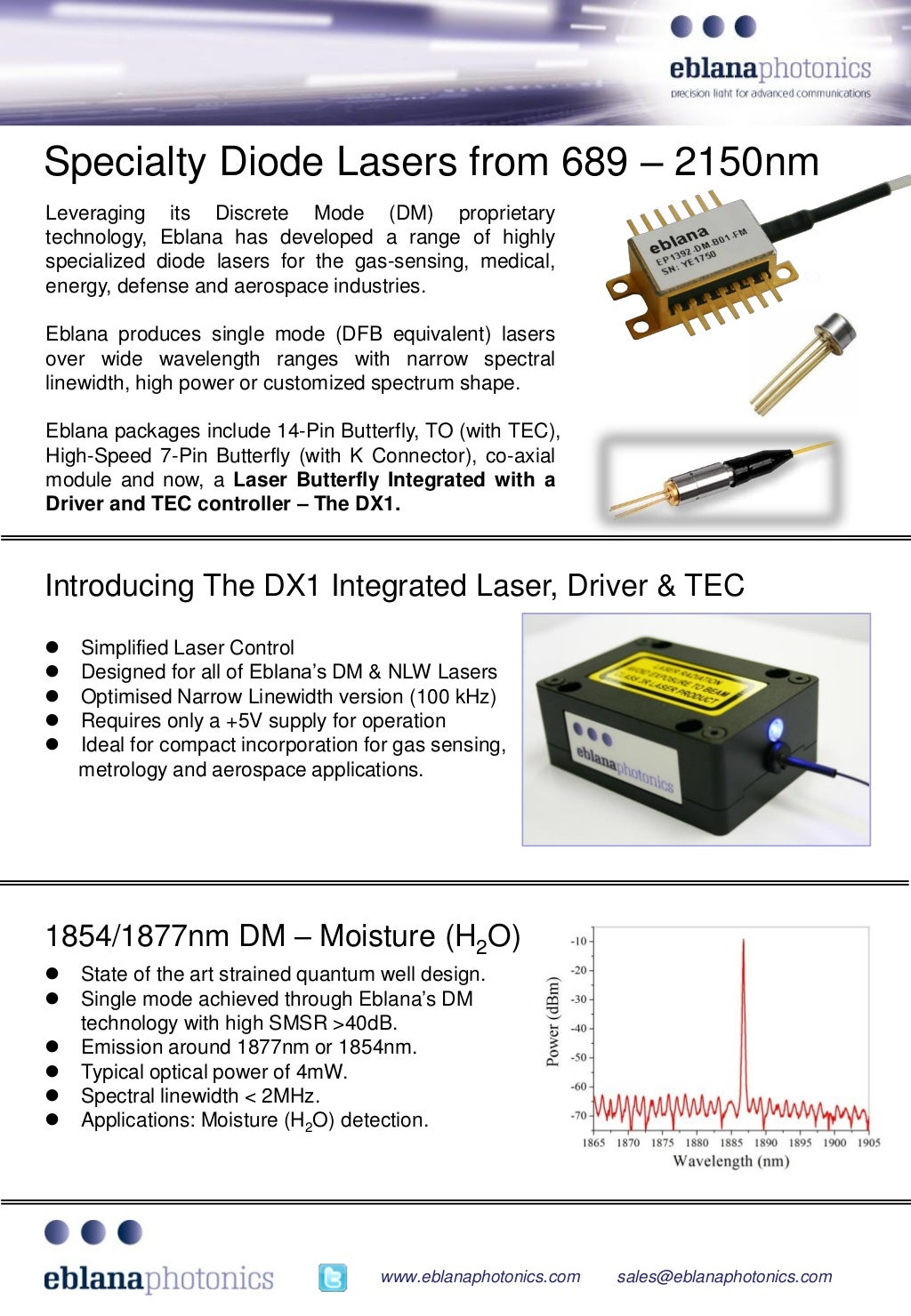 EBrochure laser diode, gas sensor, atomic clock, fiber optic, test…