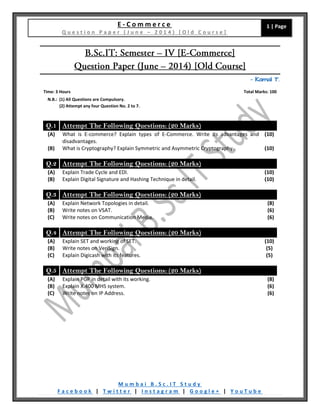 [Question Paper] E-Commerce (Old Course) [June / 2014] | PDF