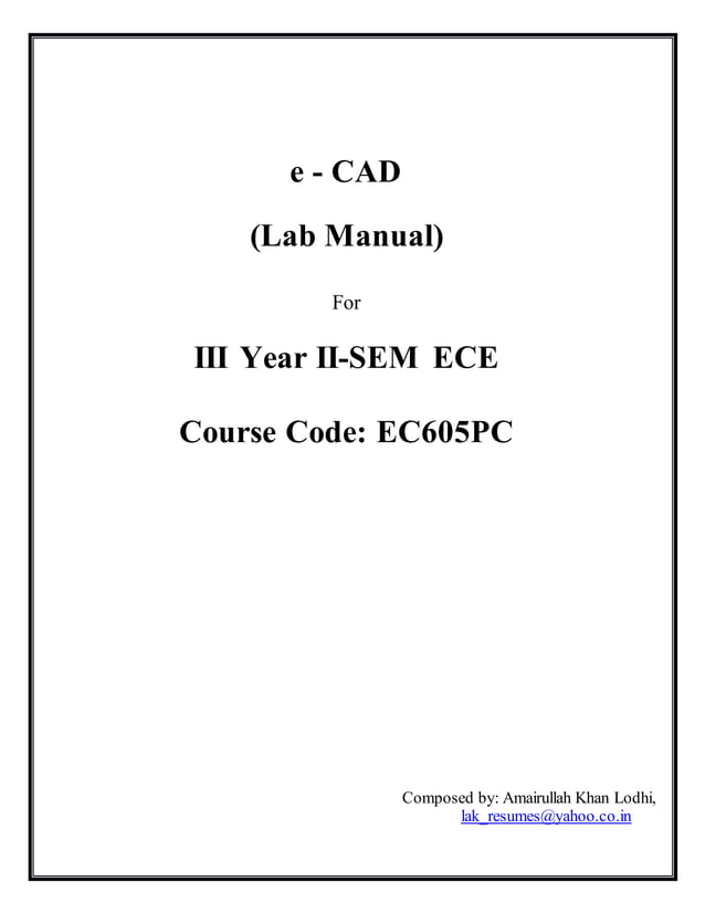 e CAD lab manual PDF