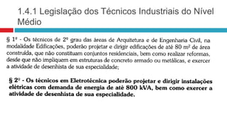1.4.1 Legislação dos Técnicos Industriais do Nível
Médio
 