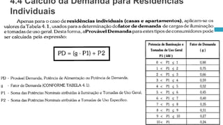 4.4 Cálculo da Demanda para Residências
Individuais
 