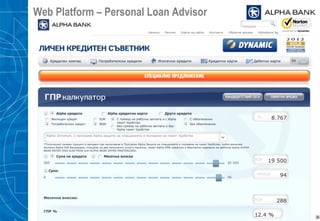 Web Platform – Personal Loan Advisor
36
 