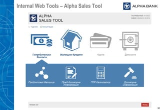 62
Internal Web Tools – Alpha Sales Tool
 