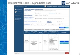 65
Internal Web Tools – Alpha Sales Tool
 