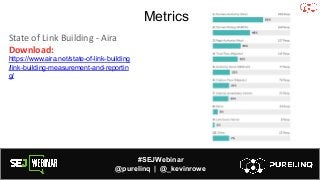 #SEJWebinar
@purelinq | @_kevinrowe
Metrics
State of Link Building - Aira
Download:
https://www.aira.net/state-of-link-building
/link-building-measurement-and-reportin
g/
 