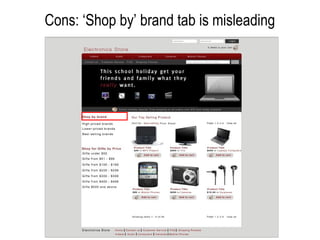 Cons: ‘Shop by’ brand tab is misleading
 