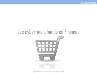 Les cyber marchands en France :
D@vid BEDOUET pour l'option E-business FBS juin 2013
E-commerce
 