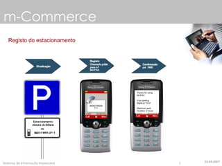 m-Commerce Registo do estacionamento 06282195954711 Thanks for using MOPAS Your parking Starts at 10:37 Maximum park Duration: 2 hours 22-05-2007 
