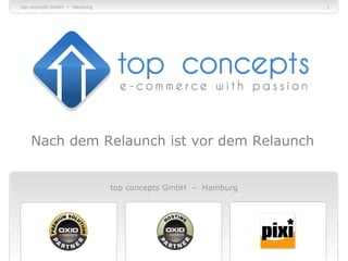 top concepts GmbH – Hamburg                                 11




   Nach dem Relaunch ist vor dem Relaunch


                              top concepts GmbH – Hamburg
 