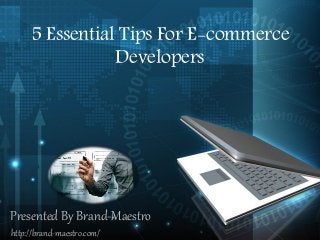 5 Essential Tips For E-commerce
Developers
Presented By Brand-Maestro
http://brand-maestro.com/
 