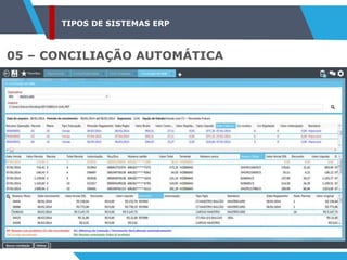 TIPOS DE SISTEMAS ERP
05 – CONCILIAÇÃO AUTOMÁTICA
 
