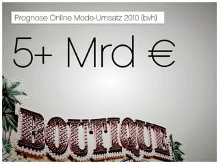 Prognose Online Mode-Umsatz 2010 (bvh)




5+ Mrd €
 