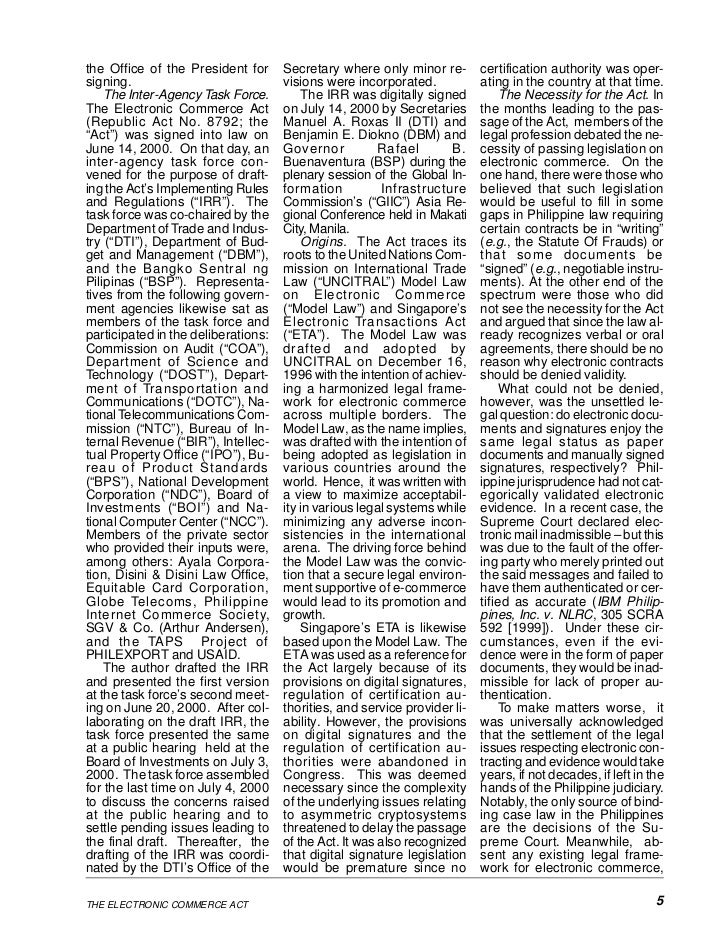 The Electronic Commerce Act and its Implementing Rules and ...