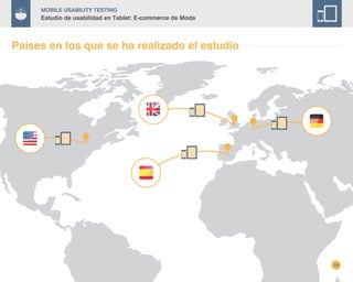 19
Mobile Usability Testing
Estudio de usabilidad en Tablet: E-commerce de Moda
Países en los que se ha realizado el estudio
COLOMBIA
SLOVAKIA
 
