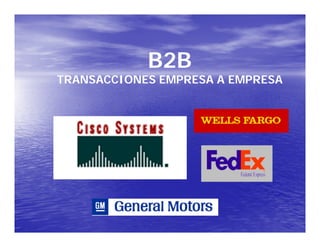 B2B
TRANSACCIONES EMPRESA A EMPRESA
 