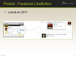 Produit : Facebook LikeButton<br />Lancé en 2011<br />