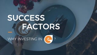 SUCCESS
FACTORS
WHY INVESTING IN ?
e
 