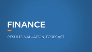 FINANCE
RESULTS, VALUATION, FORECAST
 