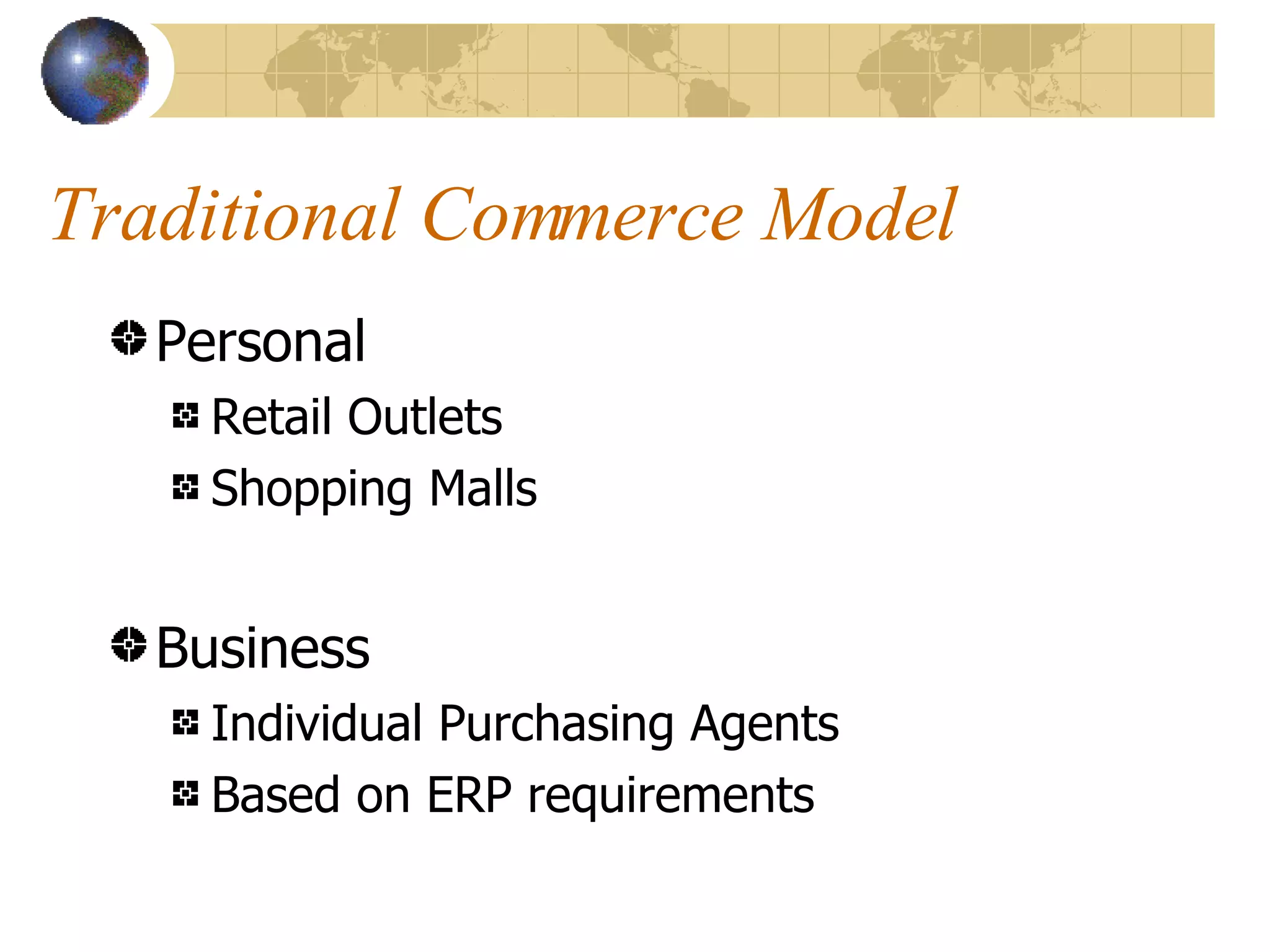 Traditional Commerce Model Personal Retail Outlets Shopping Malls Business Individual Purchasing Agents Based on ERP requirements 