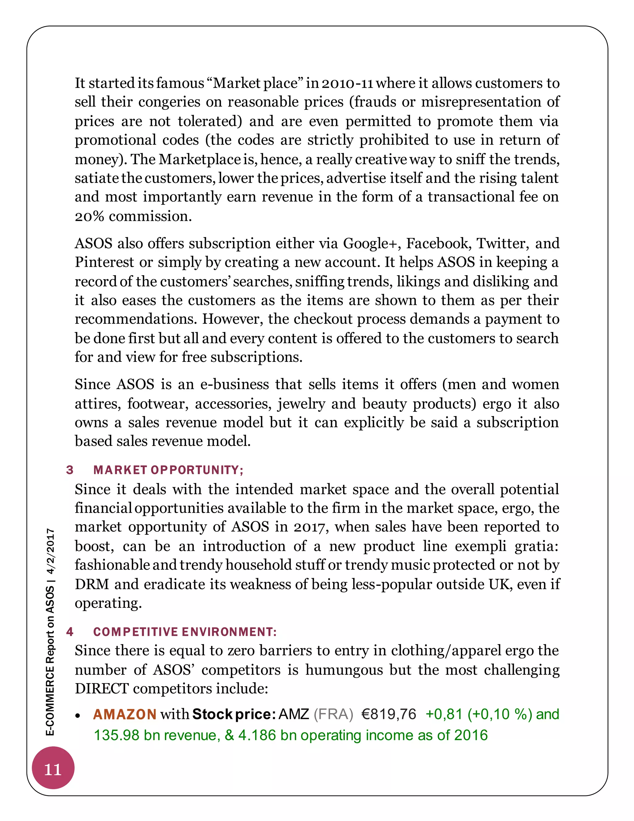E-BUSINESS MODEL OF ASOS