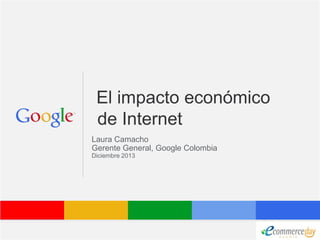 El impacto económico
de Internet
Laura Camacho
Gerente General, Google Colombia
Diciembre 2013

Google Confidential and Proprietary

 