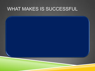WHAT MAKES IS SUCCESSFUL
 