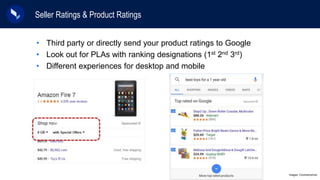Seller Ratings & Product Ratings
Images: CommerceHub
• Third party or directly send your product ratings to Google
• Look ...