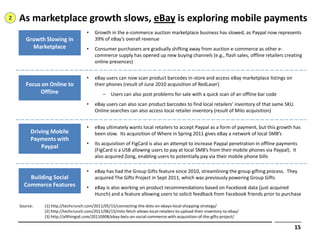 2   As marketplace growth slows, eBay is exploring mobile payments
                                    •    Growth in the ...