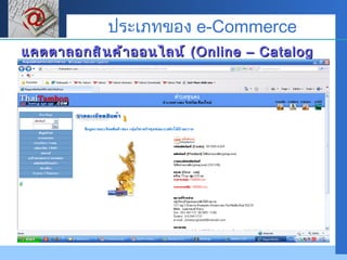 แคตตาลอกสินค้าออนไลน์  (Online – Catalog Website) ประเภทของ  e-Commerce 