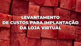 LEVANTAMENTO
DE CUSTOS PARA IMPLANTAÇÃO
DA LOJA VIRTUAL
 