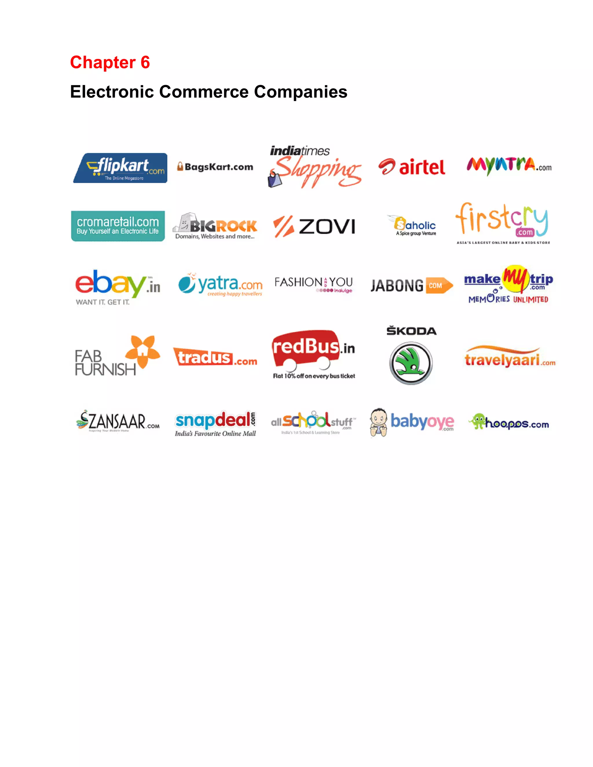 Chapter 6 
Electronic Commerce Companies 
 