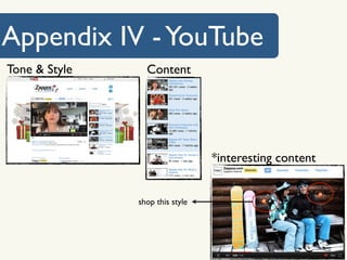 Appendix IV - YouTube
Tone & Style     Content




                                 *interesting content


               shop this style
 