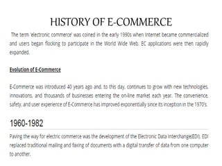 HISTORY OF E-COMMERCE
 