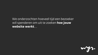 We onderzochten hoeveel tijd een bezoeker
wil spenderen om uit te zoeken hoe jouw
website werkt...
 