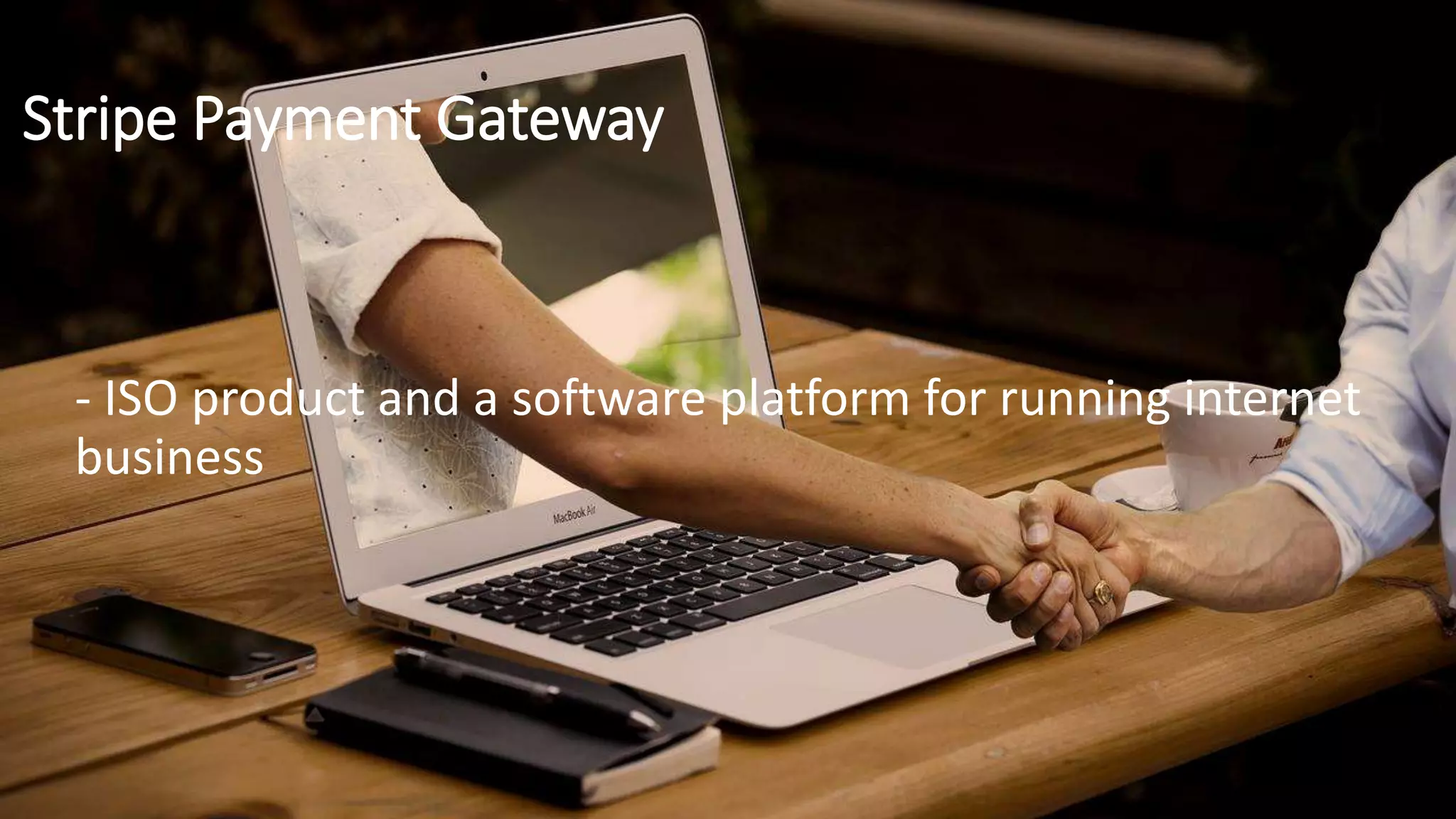 Stripe Payment Gateway
- ISO product and a software platform for running internet
business
 