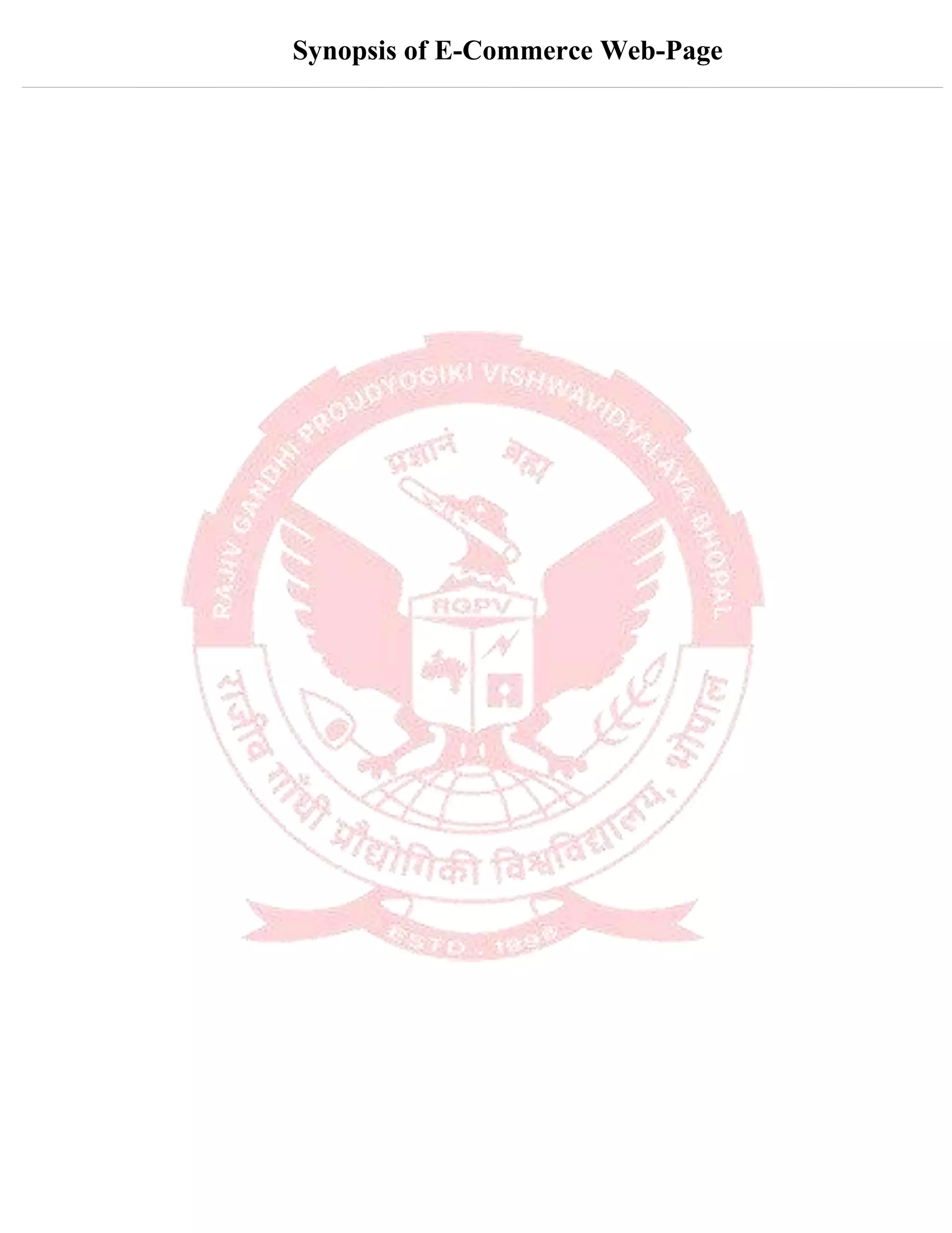 Synopsis of E-Commerce Web-Page
 